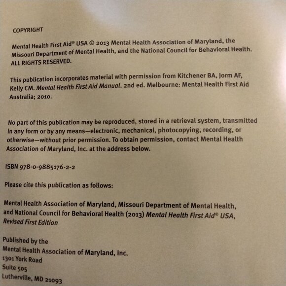 Mental Health First Aid USA 1st Ed revised - Picture 4 of 4